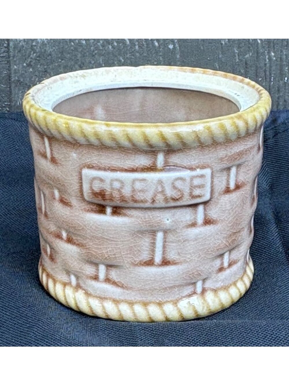 Vintage Tilso Ceramic Grease Dripping Jar Crock Basketweave Pattern Japan